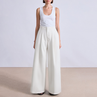 White side pocket straight women's suit pants
