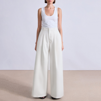 White side pocket straight women's suit pants