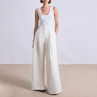 White side pocket straight women's suit pants