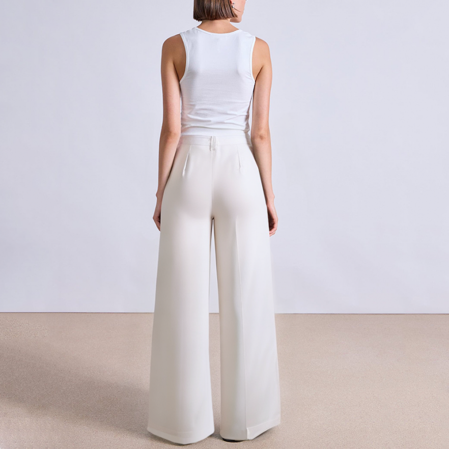 White side pocket straight women's suit pants