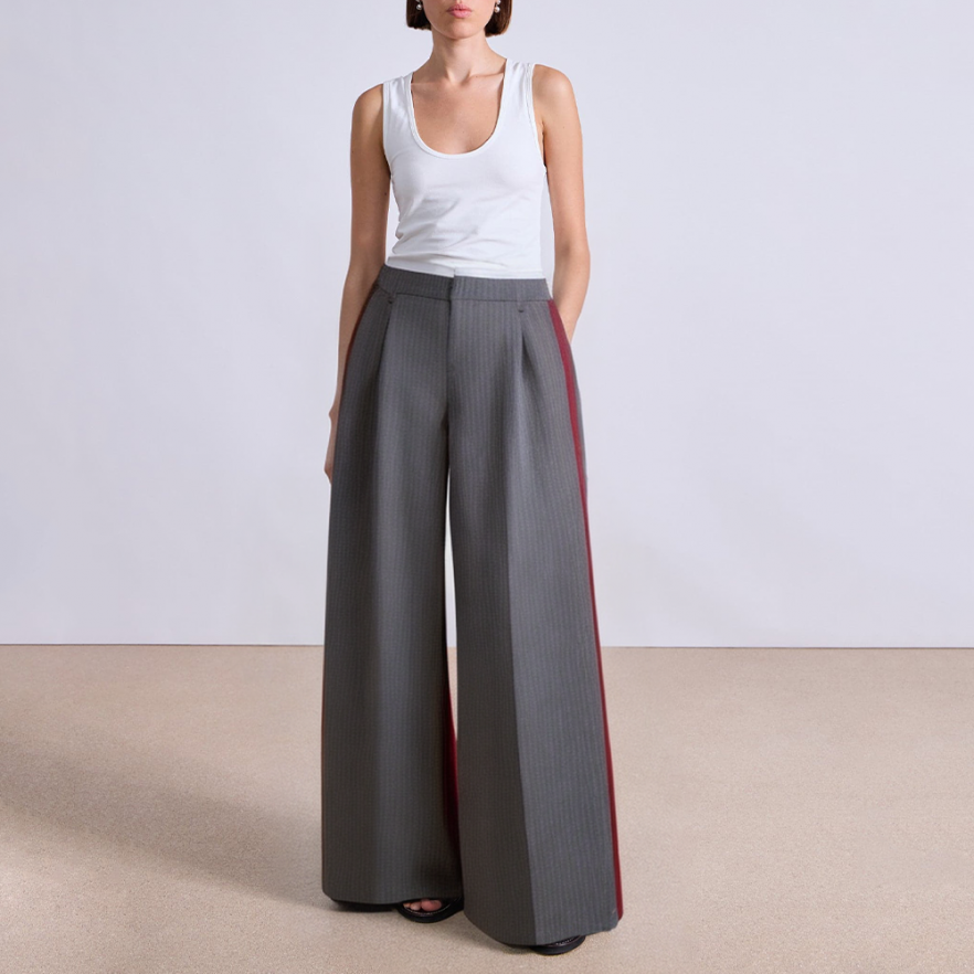 New pinstripe wide leg women's suit pants
