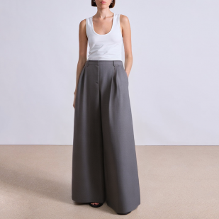 Grey loose high waist women's suit pants