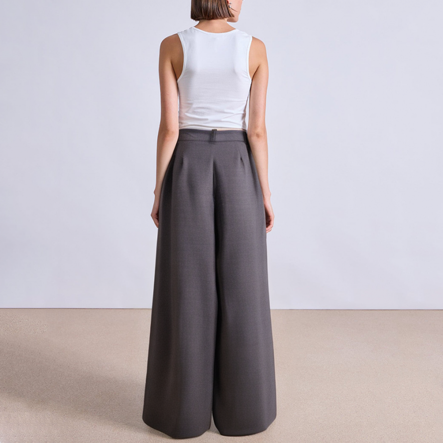 Grey loose high waist women's suit pants