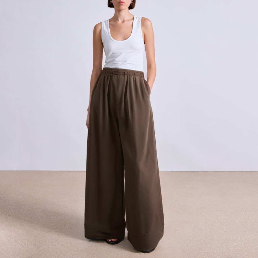 Simple elastic waist high waist women's suit pants