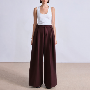 Double pleat breathable wide-leg women's suit pants