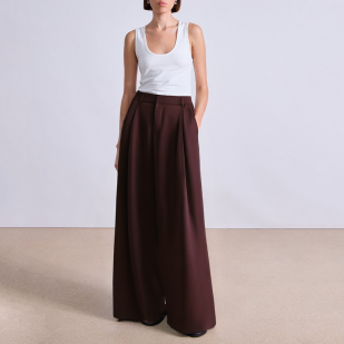 Double pleat breathable wide-leg women's suit pants