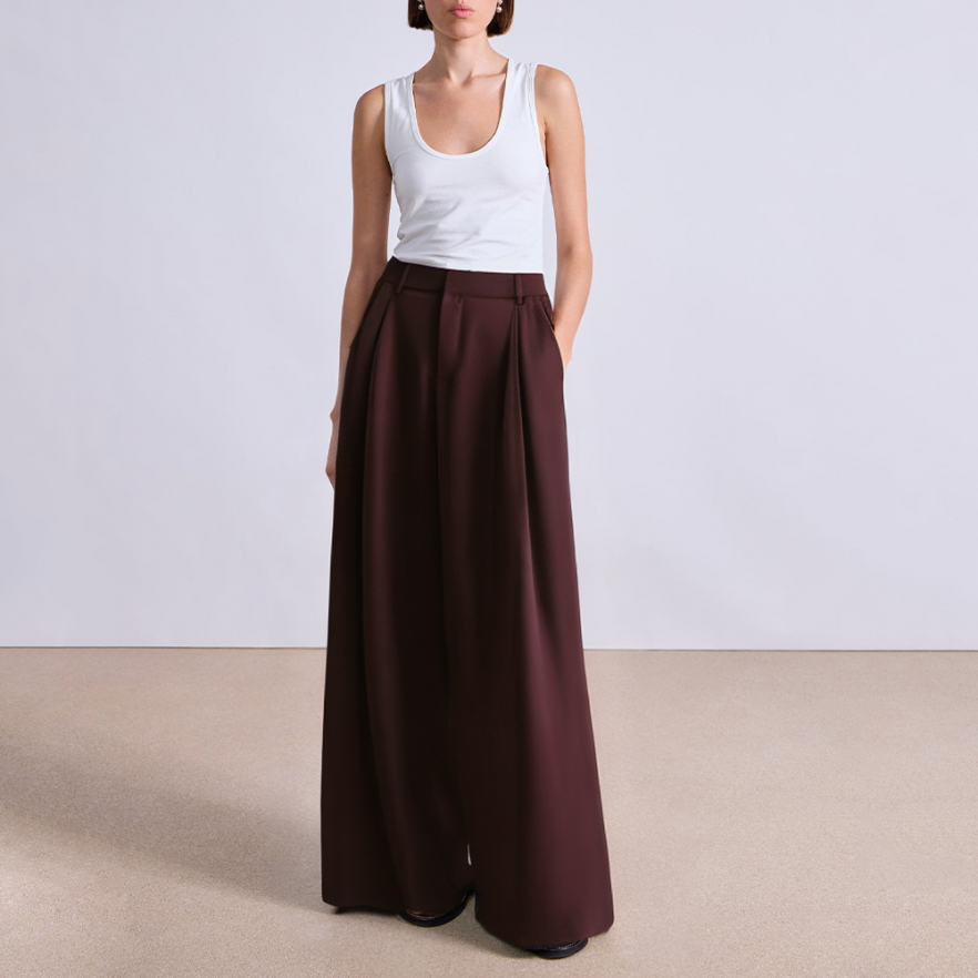 Double pleat breathable wide-leg women's suit pants
