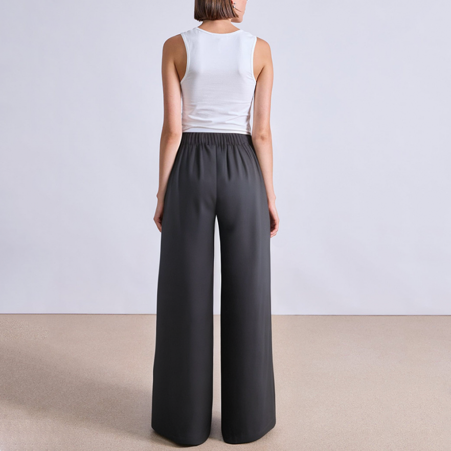 Straight high waist women's suit pants with belt