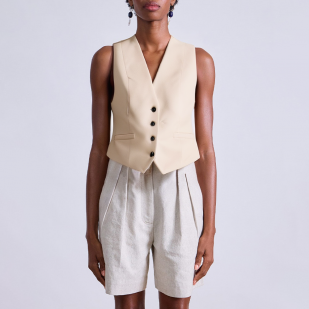 Retro V-neck sleeveless short women's vest