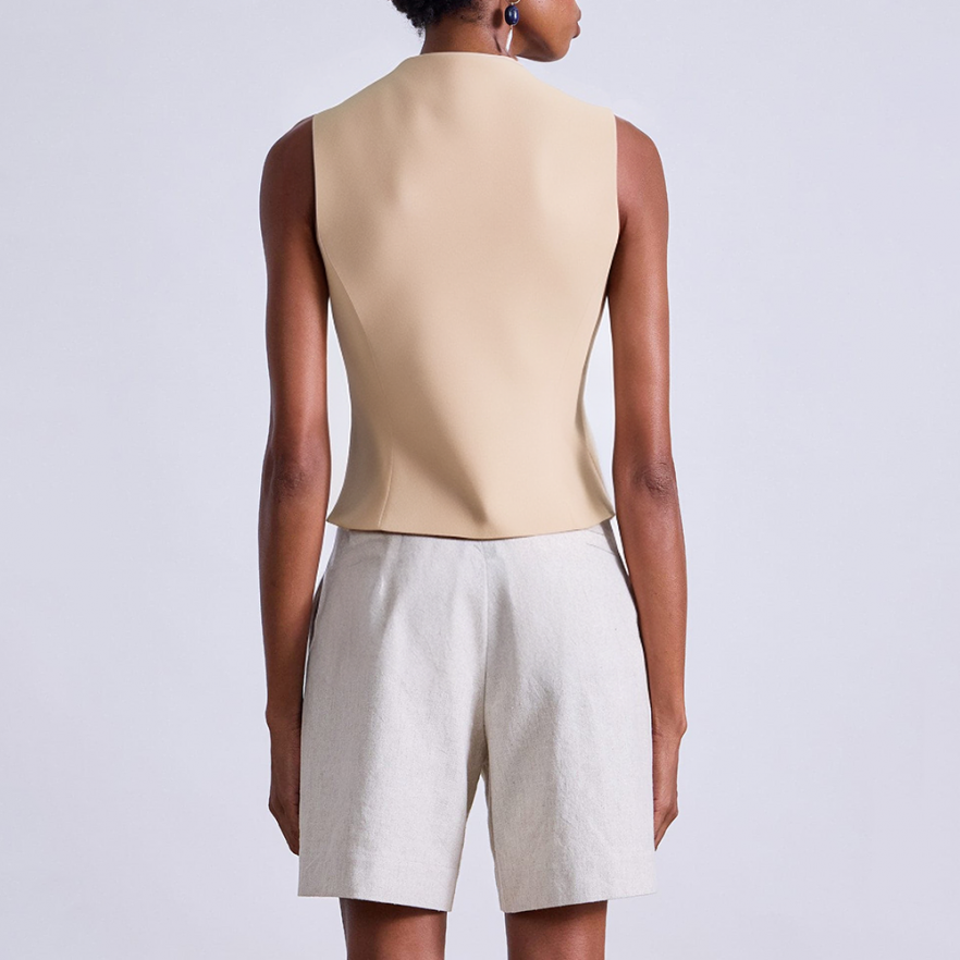 Retro V-neck sleeveless short women's vest