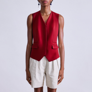 Elegant red v-neck sleeveless women's vest