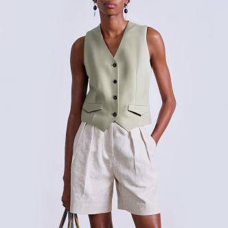 Vintage v-neck single-breasted women's vest