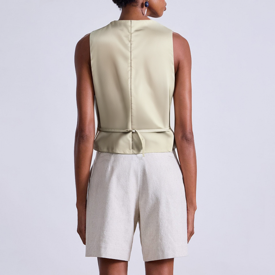 Vintage v-neck single-breasted women's vest