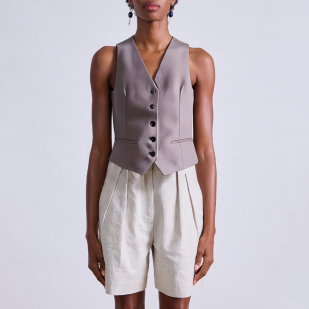 V-neck button closure sleeveless women's vest