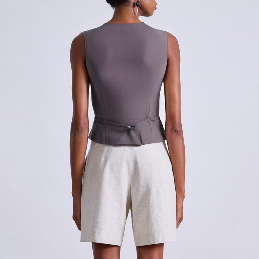 V-neck button closure sleeveless women's vest