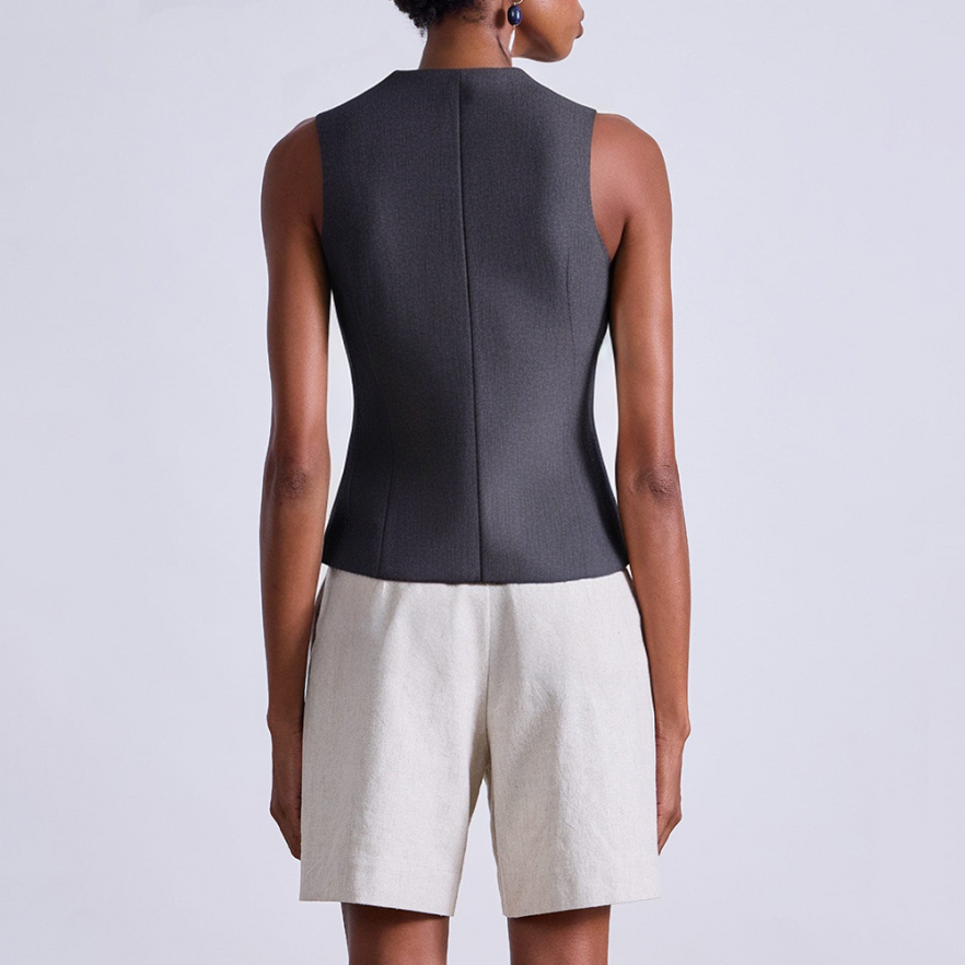 Versatile button sleeveless vest for women