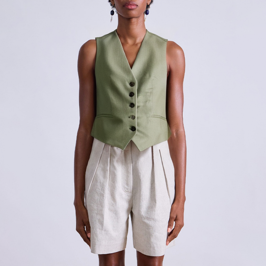Fashion single breasted sleeveless women's vest