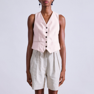 Pink v-neck single-breasted women's vest