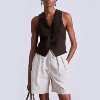 Brown lightweight sleeveless women's vest