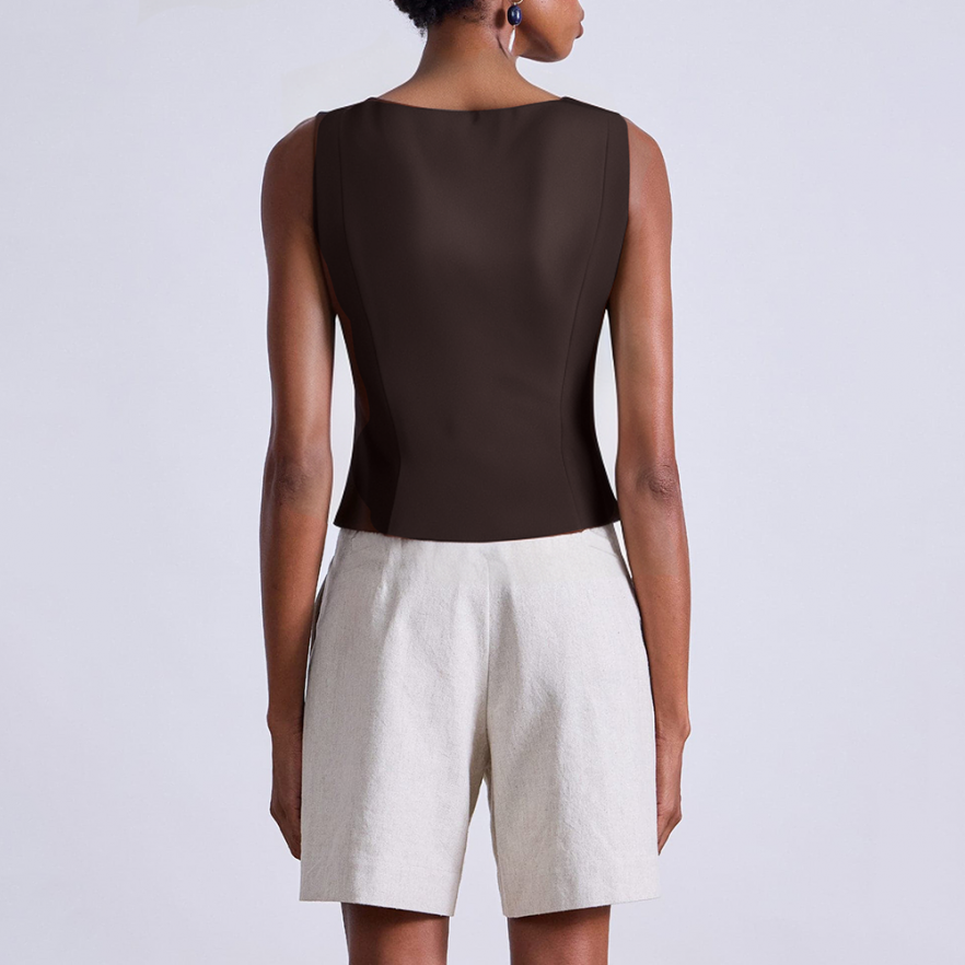 Brown lightweight sleeveless women's vest