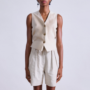 White V-neck sleeveless women's vest