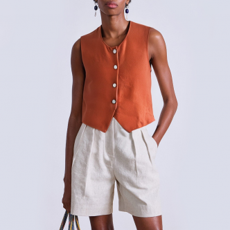 Casual button stretch knit women's vest